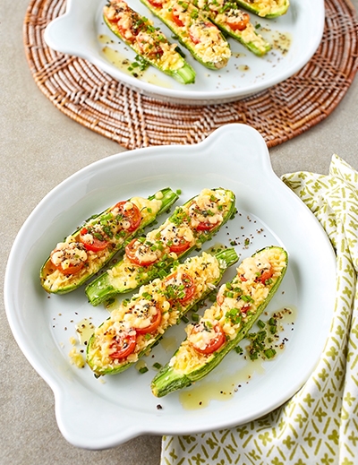 Baked zucchini with old dutch master cheese